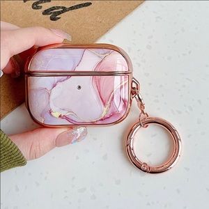 For AirPod Pro Cute Rose Gold Electroplated Protective Cases with Ring Clasp
